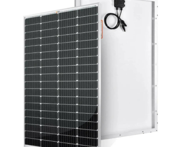 150W monocrystalline solar panel front and back view with junction box