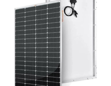 150W monocrystalline solar panel front and back view with junction box