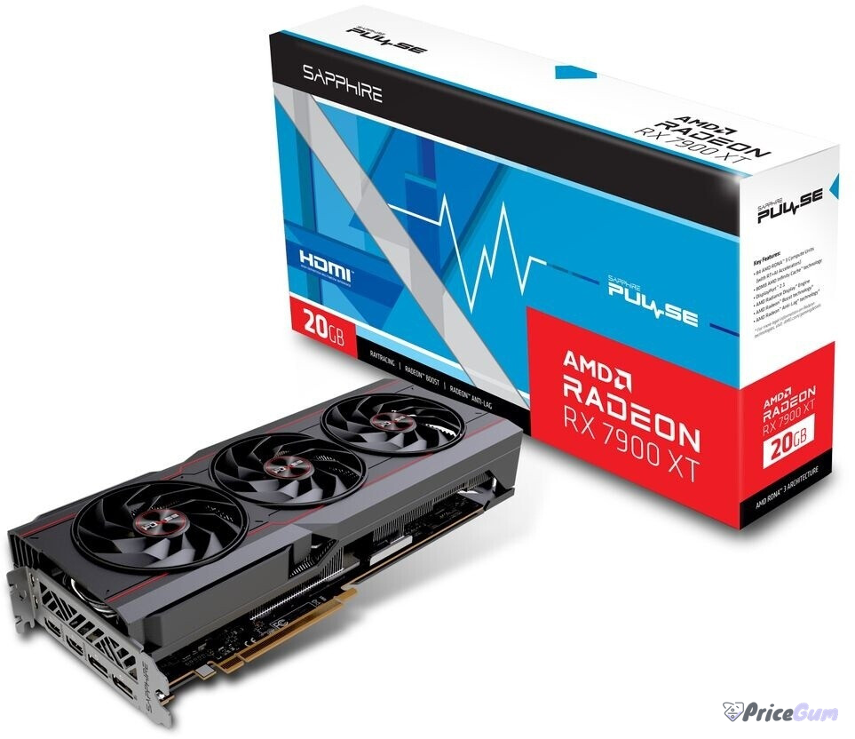Sapphire Pulse AMD Radeon RX 7900 XT 20GB graphics card and retail box