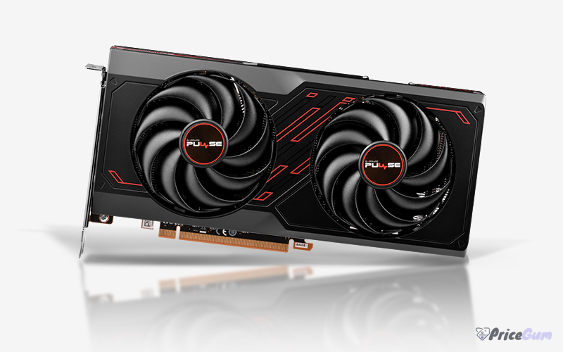 Sapphire PULSE AMD Radeon RX 7600 8GB graphics card, black dual-fan design with red accents
