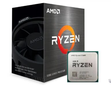 AMD Ryzen 5 5600 retail box with AMD Wraith Stealth cooler, 5000 series processor packaging