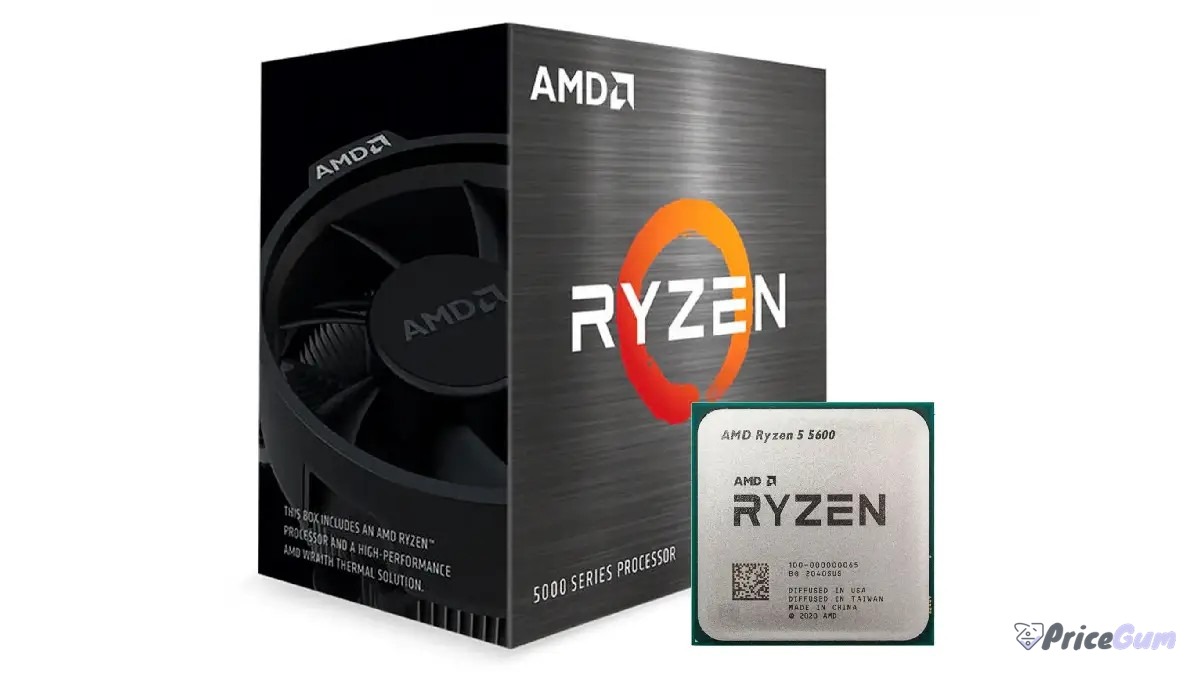 AMD Ryzen 5 5600 retail box with AMD Wraith Stealth cooler, 5000 series processor packaging