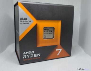 AMD Ryzen 7 7800X3D retail box with AMD 3D V-Cache technology branding