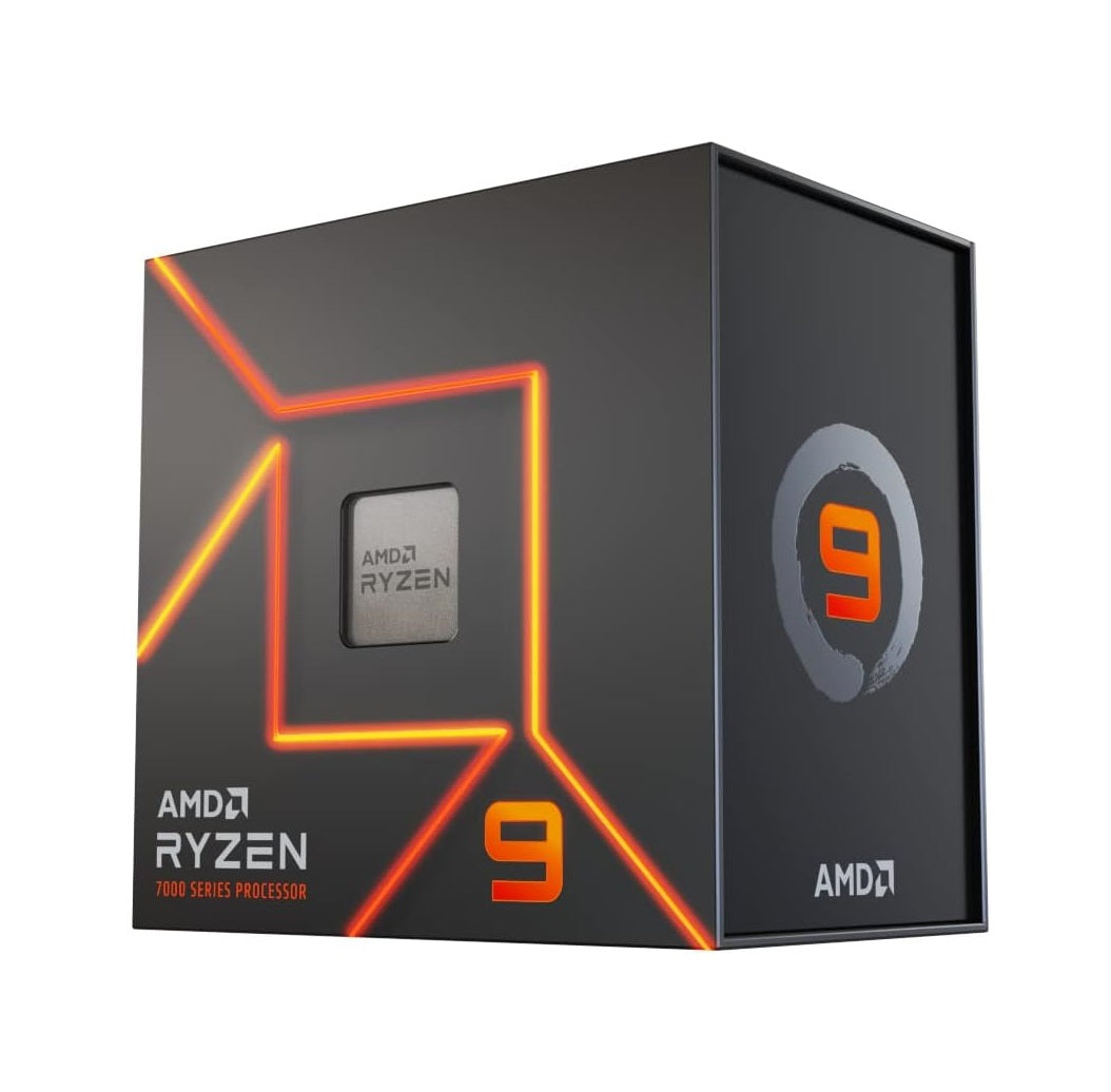 AMD Ryzen 9 7900X retail box side view with Ryzen 9 branding