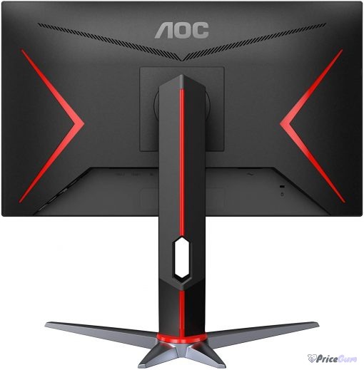 AOC 24G2 rear view with red accents and adjustable stand
