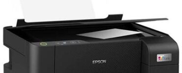 Epson EcoTank L3210 all-in-one ink tank printer with scanner lid open