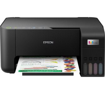Epson EcoTank L3250 Wi-Fi ink tank printer printing a colour page