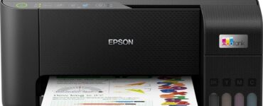 Epson EcoTank L3250 Wi-Fi ink tank printer printing a colour page