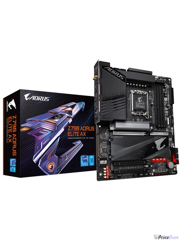 Gigabyte Z790 AORUS Elite AX retail box and motherboard