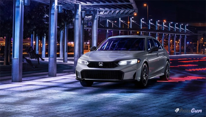 Honda Civic facelift front view in silver colour