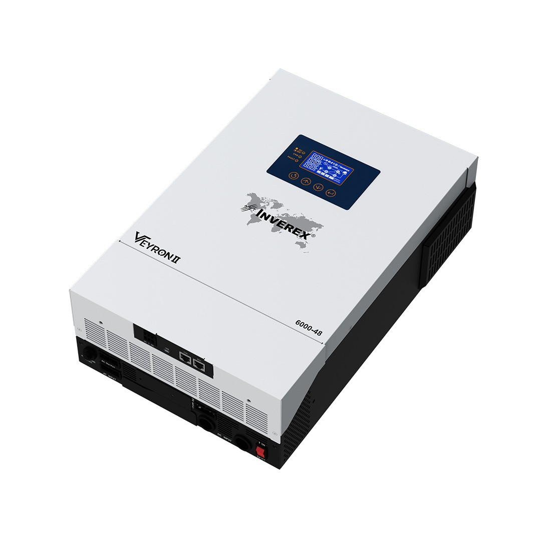 Inverex Veyron II 6kW inverter angled view showing connection ports