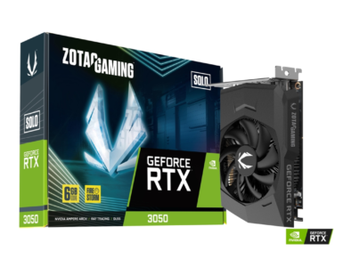 ZOTAC GAMING GeForce RTX 3050 Solo 6GB box and graphics card - RTX 3050 6GB price in Pakistan