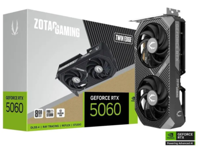 ZOTAC GAMING GeForce RTX 5060 Twin Edge OC 8GB graphics card with retail box