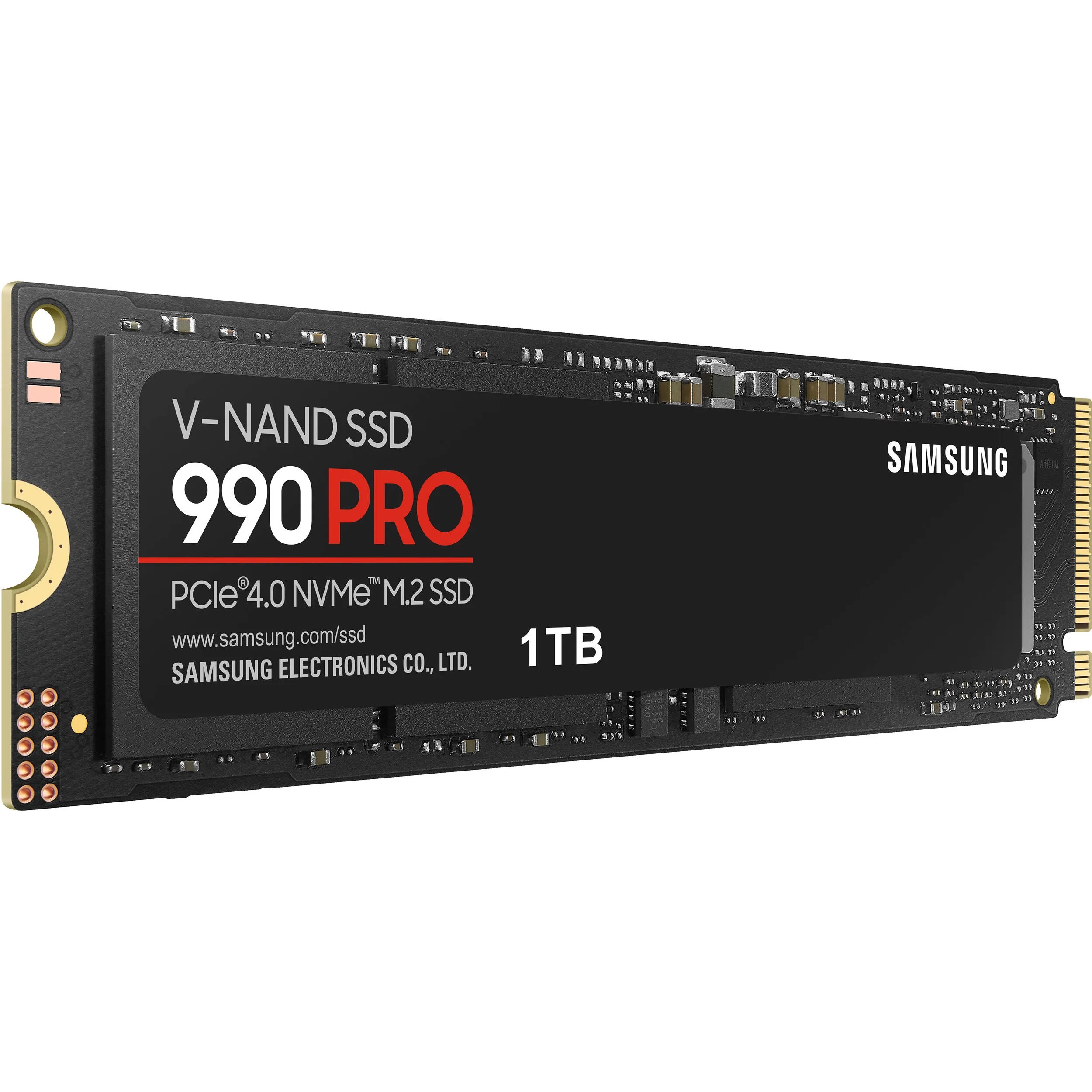 Samsung 990 PRO 1TB NVMe SSD angled view
